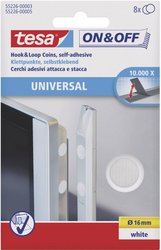 Rzep okrągły do przyklejenia element z pętelkami i haczykami (Ø) 16 mm biały TESA On & Off 55226-03-00 8 par(a)