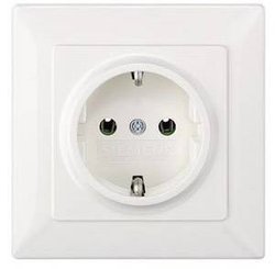 Gniazdo Schuko DELTA line 250V AC, 16A Z bezśrubowymi zaciskami przyłączeniowymi. Gniazdo podtynkowe Siemens 5UB1580 biały