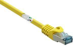 Renkforce RJ45 Kabel sieciowy, kabel krosowy CAT 6a S/FTP 0.25 m żółty z zaczepami blokującymi, odporność na ogień 1 szt.