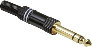 Złącze męskie jack 6,35 mm TRU COMPONENTS TC-2502111, złocony, złącze męskie proste, 1 szt.
