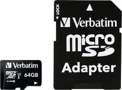 Karta pamięci microSDXC Verbatim MICRO SDXC 64GB CL 10 ADAP, 64 GB, Class 10