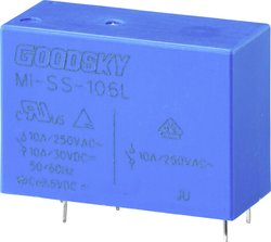Przekaźnik drukowany GoodSky MI-SS-106L, monostabilny, 1 cewka, 250 V/AC, 110 V/DC, 10 A, 1 szt.