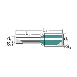 Końcówka rurkowa Weidmüller H2,5/14D BL BD 9004360000, Izolowane częściowo, 2.5 mm² x 8 mm, 500 szt.