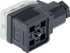 Gniazdo kątowe, z możliwością montażu układu elektronicznego czarny GDME 2011 Ilość styków:2 + PE Hirschmann Zawartość: 1 szt.
