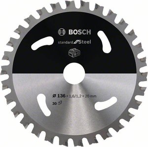 Akumulatorowa tarcza tnąca Standard do stali, 136 x 1,6/1,2 x 20, 30 zębów Tarcza tnąca Bosch Accessories  136 x 20 mm 1 szt.