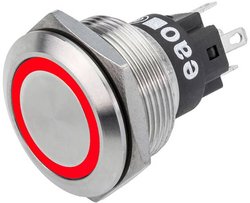 EAO 82-6151.1113 Seria 82 Podświetlany przycisk Mom 22mm Czerwony 12V lutowany term Przycisk eao 82-6151.1113, 22.30 mm, 1 szt.