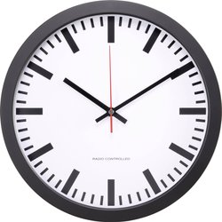 MXP301201 Sterowany radiowo Zegar ścienny 300 mm x 45 mm  czarny