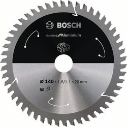 Akumulatorowa tarcza do piły tarczowej Standard for aluminium, 140 x 1,6/1,1 x 20, 50 zębów Tarcza tnąca Bosch Accessories  140 x 20 mm 1 szt.
