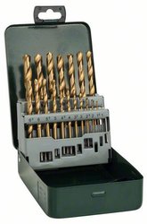 Zestaw wierteł do metalu HSS-TiN, 19 części, 1 - 10 mm, metalowa obudowa Zestaw wierteł krętych do metalu Bosch Accessories 2607019437 1 zest.