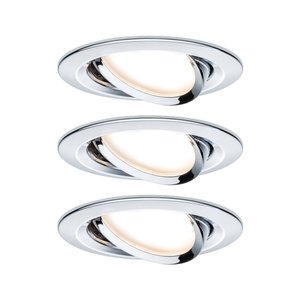 Oprawa wpuszczana LED 3-Step-Dim Nova Coin zestaw podstawowy obrotowa okrągła 84mm 50° Coin 3x6W 3x460lm 230V 2700K chrom Lampa do zabudowy Paulmann Nova 93488 Zestaw 3-elementowy 18 W 470 lm