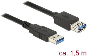 Kabel USB Delock DELOCK  Kabel USB 3.0 Typ-A St < Bu 1,5m, USB 3.2 Gen1 (USB 3.0), Złącze męskie USB-A, Złącze żeńskie USB-A, 1.50 m