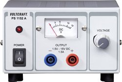 Zasilacz laboratoryjny regulowany VOLTCRAFT PS-1152 A, 22.5 W, 1.5 - 15 V/DC
