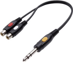 SpeaKa Professional SP-7870268  Jack / Cinch Audio Adapter Y [1x złącze męskie jack 6,3 mm - 2x złącze żeńskie RCA/cinch] czarny