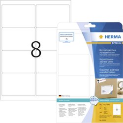 Herma 10018 Etykieta adresowa 99.1 x 67.7 mm Papier biały 200 szt. Z możliwością usunięcia Drukarka atramentowa, Drukarka Laserowa, Drukarka Laserowa, kolorowa, Kopiarka, Drukarka z funkcją kopiowania w kolorze, Drukarka etykiet