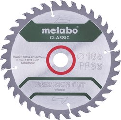 Tarcza tnąca z węglików spiekanych Metabo Precision cut Wood - Classic 165X20 Z42 WZ 5° 165 x 20 x 1.2 mm 1 szt.