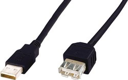 Kabel USB Digitus AK-300202-018-S, USB 2.0, Złącze męskie USB-A, Złącze żeńskie USB-A, 1.80 m