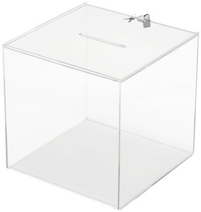 Pudełko z wprowadzeniem, zamek Deflecto, (S x W x G) 303 x 303 x 303 mm, kryształowo-czysty
