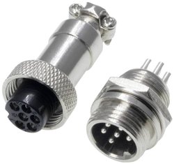 Złącze męskie okrągłe 453545, styki:6, 48 V/AC, 1 A, 1 zest.