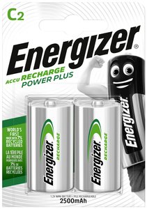 Akumulatory C, NiMH Energizer PowerPlus 2500 mAh, 2 szt. Akumulator NIMH Energizer C(R14), 2500 mAh, 2szt.