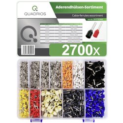 Asortyment tulejek, 2700 sztuk, nieizolowane/izolowane, od 0,5 mm² do 10 mm², kod kolorystyczny DE Zestaw końcówek rurkowych Quadrios 201711C002 201711C002, Izolowane częściowo, 2700 szt.