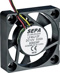 Wentylator osiowy SEPA LF40J12SE22, 12 V/DC, 8.3 m³/h, (D x S x W) 40 x 40 x 10 mm