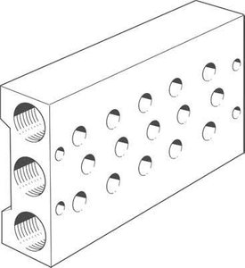 Blok przyłączeniowy FESTO PRS-1/4-5 10188 Blok przyłączeniowy PRS-1/4-5 Mocowanie = z otworem, pneumatyczny złącze 1=G1/2, pneumatyczny połączenie 3=G1/2