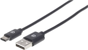 Kabel Manhattan USB 2.0 typu C, złącze męskie typu C na złącze męskie typu a, 480 Mbit/s, 0,5 m, czarny Kabel USB Manhattan, USB 2.0, Złącze męskie USB-A, Złącze męskie USB-C®, 0.50 m