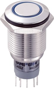 Przełącznik wciskany, wandaloodporny zatrzask TRU COMPONENTS LAS2GQF-22ZE/B/12V/S/P, 2 x wł/wł, 1 szt.