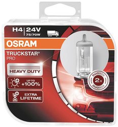 OSRAM TRUCKSTAR® PRO H4, + 120% większa jasność, reflektor halogenowy, 64196TSP-HCB, lampa do ciężarówki 24V, duo box (2 lampy) Żarówka samochodowa H4 OSRAM Truckstar, P43t, 75/70 W, 24 V, 1 par(a)