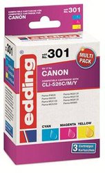 Edding Tusz Zamiennik Canon CLI-526C, CLI-526M, CLI-526Y Cyjan, Magenta, Żółty  atrament Edding EDD-301 18-301, 1 szt.