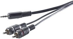 Kabel audio, Cinch  Jack SpeaKa Professional SP-1300904, 2x złącze M cinch na 1x złącze M jack 3,5 mm, 5 m, szary