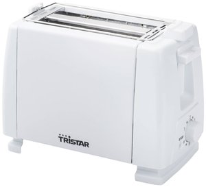 Tristar Br-1009 Toster 650 W Metal 2 Slots Biały [Klasa efektywności energetycznej A] Toster z wbudowanym podgrzewaczem do bułek Tristar BR-1009