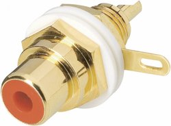 Złącze męskie RCA/Cinch TRU COMPONENTS 1578819, złocony, złącze żeńskie do wbudowania pionowego, 1 szt.