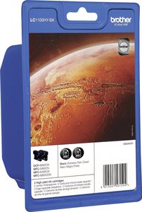 Tusz Brother LC-1100HYBK LC1100HYBKBP2DR, oryginalny, 2 x czarny