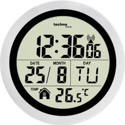 Techno Line WT3005 Sterowany radiowo Zegar radiowy 14.7 cm x 14.7 cm x 14.7 cm x 14.7 cm x 7.9 cm srebrny bryzgoszczelny