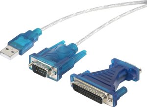 Przejściówka, adapter USB 1.1 Renkforce RF-4222053, [1x złącze męskie D-SUB 9-pin, złącze męskie D-SUB 25-pin - 1x złącze męskie USB-A 1.1]