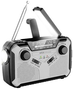 Radio outdoorowe Silva Schneider SOS 112 UKW, MW funkcja ładowania akumulatora, korba ręczna, panel słoneczny, latarka kieszonkowa, wielokrotne ładowanie czarny, srebrny