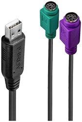 Konwerter USB, PS/2 LINDY 42651, [1x złącze męskie USB-A 1.1 - 2x złącze żeńskie PS/2]