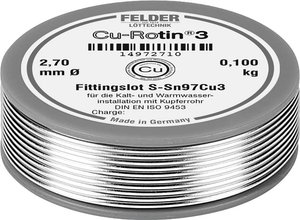 Cyna lutownicza bezołowiowa Felder Löttechnik Cu-Rotin® 3 szpula Sn97Cu3  0.100 kg 2.7 mm