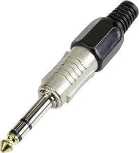 Złącze męskie jack 6,35 mm TRU COMPONENTS 595211, złocony, złącze męskie proste, 1 szt.