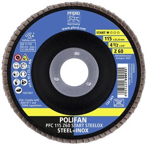 Tarcza lamelkowa PFERD PFC 115 Z 60 START STEELOX 69300937 Średnica 115 mm 10 szt.