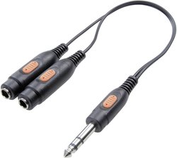 SpeaKa Professional SP-7869836  Jack Audio Adapter Y [1x złącze męskie jack 6,3 mm - 2x złącze żeńskie jack 6,3 mm] czarny