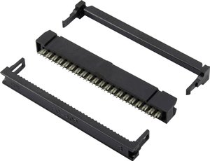 Connfly DS1016-60MA2BB Złącze męskie z reduktorem naprężeń kablowych Wymiary siatki: 2.54 mm Ilość pinów: 60 Ilość rzędów: 2 1 szt.