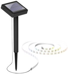 Paski oświetlenia słonecznego LED, w tym panel słoneczny z kolcem uziemiającym Solarny łańcuch świetlny Megatron SolarStripe RGB MT70012, 1 szt.