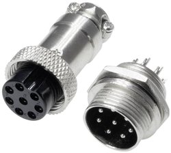 Złącze męskie okrągłe 453557, styki:8, 30 V/AC, 1 A, 1 zest.