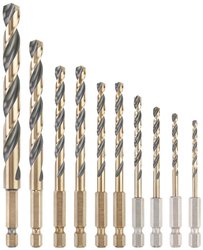 Zestaw wierteł do metalu Black&amp,Gold HSS-G, 10 szt., chwyt sześciokątny, wiertła udarowe Zestaw wierteł krętych do metalu Dewalt DT20620-QZ 1 zest.