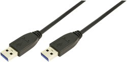 Kabel USB 3.2 Gen 1 (USB 3.0) LogiLink CU0039, [1x złącze męskie USB-A 3.2 (USB 3.0) - 1x złącze męskie USB-A 3.2 (USB 3.0)], 2.00 m, czarny