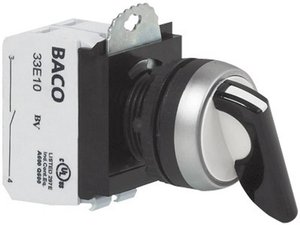 Przełącznik obrotowy BACO L21MA03A, 23 mm, 22,3 mm, IP66, max 600 V, 2 x 45°,1 NO, 1 NC