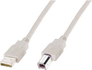 Kabel USB Digitus AK-300105-030-E, USB 2.0, Złącze męskie USB-A, Złącze męskie USB-B, 3.00 m