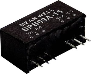 Moduły przetwornicy DC/DC serii SPB09 SIP8/SIL8 Obudowa Pojedyncze wyjście Napięcie wejściowe: 2:1 Moc: 9W Moduł przetwornicy DC/DC Mean Well SPB09B-03 SPB09B-03, 9 W, 2 A, 1 szt.